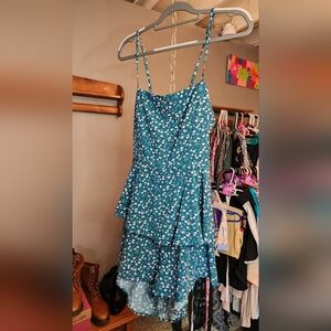 Cute open back Romper Dress in green